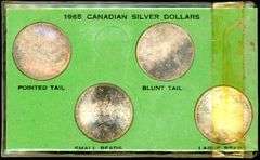 Four Different Varieties of 1965 Canada Silver Dollar