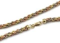14kt Tri color gold rope chain necklace