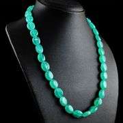Beautiful Natural 315 Cttw Translucent Natural Mined From The Earth Emerald Necklace