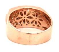 14kt Rose gold fancy dark brown diamond and white diamond triple row ring