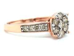 Lively 10K YG Modern Diamond Cluster Ring