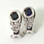 Lovely 18K White Gold Sapphire & Diamond Earrings