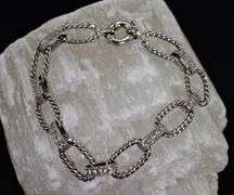 Stunning 14K White Gold Link Bracelet with Diamonds