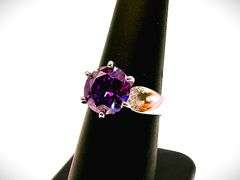 14 Kt, White Gold Plate 3.5 Ct Vs1 Russian Color Change Lab Simulated Alexandrite Ring