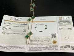 CERTIFIED 14K YELLOW GOLD CLOVER NECKLACE