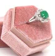 Sparkling 2.70CTS Round Faceted Natural Emerald & 0.88CTW Diamond Ring in Sterling Silver