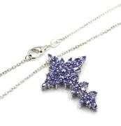 925 Sterling silver Tanzanite cross pendant on chain