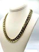 Huge Yellow Gold Plate Cuban Curb Chain Link Necklace
