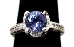 Amazing 14K white Gold Lavender Spinel Gemstone Ring  with Diamond Accents