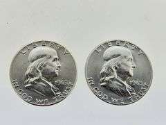 (2) 1963 Franklin Silver Half Dollars, UNC