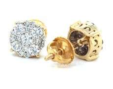 10kt Yellow gold 1ctw diamond cluster stud earrings