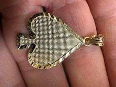10K Yellow Gold Spades Card Suit Pendant
