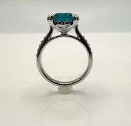 Beautiful 14 Kt White Gold Plate 6.5 Ct Simulated London Blue Topaz Ring