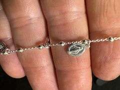 Sterling Silver 925 Italian Rosary Bracelet 7 Inch + 1 Inch Extension