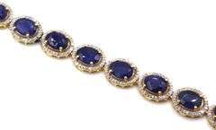 Breathtaking Brand new European 50.00CTW Oval Faceted Blue Sapphire & 5.00CTW Diamond 20-Inch Neckla