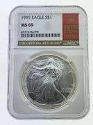 1995 American Silver Eagle, NGC MS69 "Red Book Label"