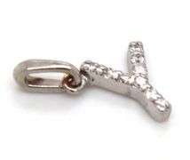 18kt White gold diamond Initial Y pendant