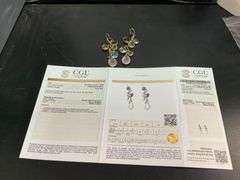CERTIFIED 14K YELLOW GOLD DROP EARRINGS WITH MULTIPLE GEMSTONES