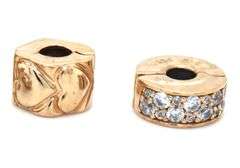 Lot of 5 Pandora gold and Cubic zirconia charms