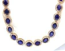 Breathtaking Brand new European 50.00CTW Oval Faceted Blue Sapphire & 5.00CTW Diamond 20-Inch Neckla