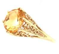 14kt Yellow gold round citrine Filigree dome ring