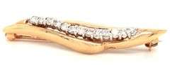 Modern 14K YG and Diamond Brooch