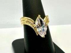 WOW!!! Ladies Sparkling Yellow Gold Plated 3.75 Ct Marquis Cut CZ Ring