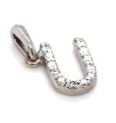 18kt White gold diamond Initial U pendant