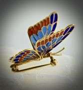 Enchanting 18K Plique a Jour Butterfly Brooch
