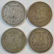 4 Nicer different sharp 'P' Mint Morgan Silver Dollars 1880 to 1885