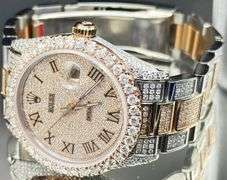 ROLEX STAINLESS STEEL GOLD DIAMOND DIAL JUBILEE BAND WATCH 11.5CT