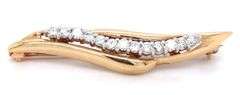 Modern 14K YG and Diamond Brooch