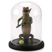 Real Alligator Playing Tennis Glass Dome Specimen