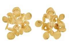 John Iversen Six Part Large Hydrangea Clip On Earrings in 18K