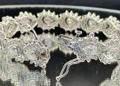 18.50CTW PEAR & ROUND DIAMOND TENNIS BRACELET 14K WHITE GOLD (30.37G)
