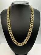 Sparkling Huge 92.3 Gram 14 Kt White Gold Plated Miami Cuban Link Necklace