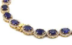 Breathtaking Brand new European 50.00CTW Oval Faceted Blue Sapphire & 5.00CTW Diamond 20-Inch Neckla