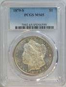 Magnificent Cameo Prooflike Obv Gem BU 1879-S Morgan Silver Dollar. PCGS MS65