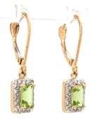 14kt Yellow gold Peridot and diamond dangle earrings