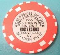 RARE 1999 BINION'S WORLD SERIES OF POKER 30TH ANNIVERSAY $500 BUY-IN CHIP