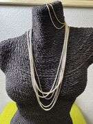 Sterling Silver Italian 925 Layered 8 Piece Chain Set 8", 9", 20", 20", 20", 22" (adjustable x3)