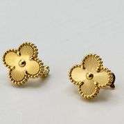 18KT Yellow Gold Guilloché Pattern Post & Clip Earrings 6.2 Grams, Handcrafted Design