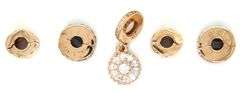 Lot of 5 Pandora gold and Cubic zirconia charms