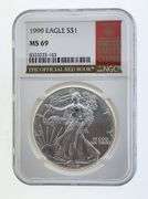 1999 American Silver Eagle, NGC MS69 "Red Book Label"