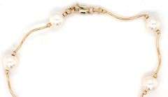 Feminine 14K YG & Pearl Necklace, Bracelet & Earring Suite