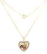 Italian 925 sterling silver multi color stone heart shaped pendant on chain