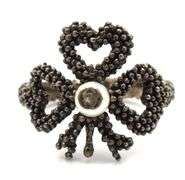 Gucci glass pearl heart ribbon ring
