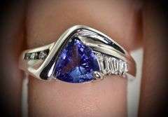 Stunning 14K White Gold Trillion-Cut Tanzanite Suite