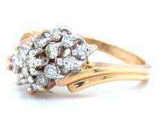 Sparkling 14K YG Waterfall Diamond Cluster