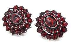 Antique Garnet cluster earrings in 925 sterling silver